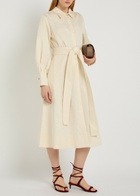 Joseph Ziane Belted Cotton -blend Midi Shirt Dress Off White
