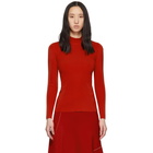 Victoria Beckham Red Open Back High Neck Sweater