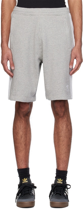 Photo: adidas Originals Gray 3-Stripes Shorts