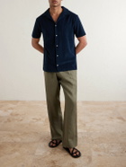Altea - Harvey Camp-Collar Cotton-Terry Shirt - Blue