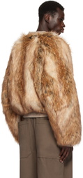 Entire Studios Brown Mane Raglan Faux-Fur Bomber Jacket