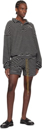 Rhude Black & White Striped Shorts