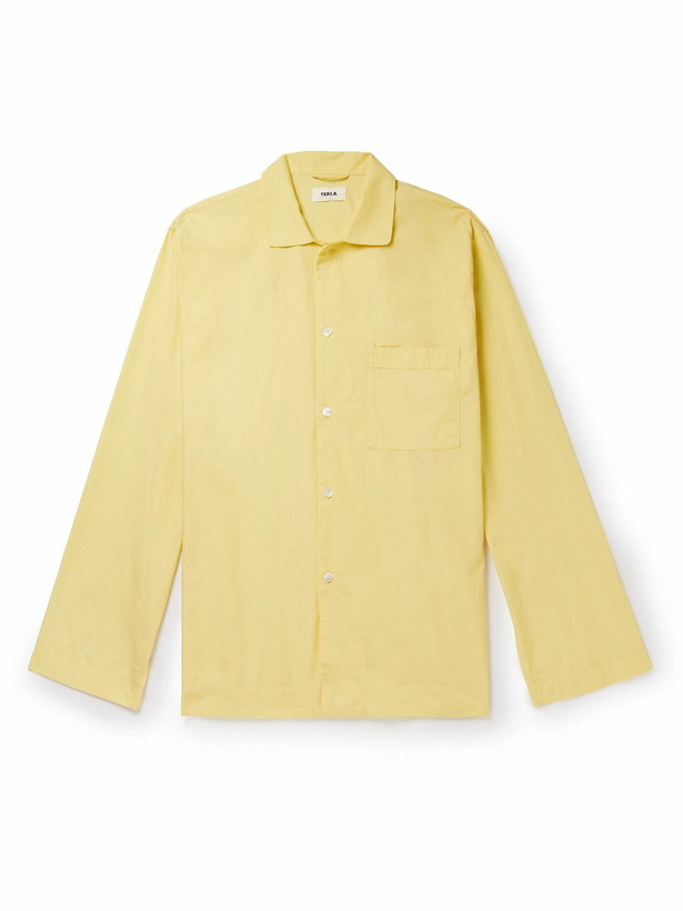 Photo: TEKLA - Camp-Collar Organic Cotton-Poplin Pyjama Shirt - Yellow