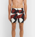 Frescobol Carioca - Modernist Slim-Fit Mid-Length Printed Swim Shorts - Burgundy