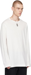 Yohji Yamamoto White Crewneck Long Sleeve T-Shirt