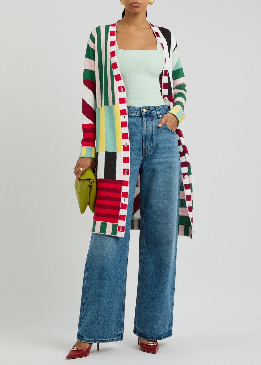 Alice + Olivia Bradford Striped-intarsia Wool Cardigan Multicoloured 1
