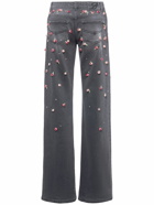 BLUMARINE Embroidered Denim Straight Jeans