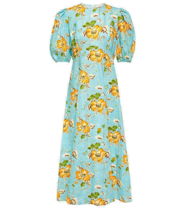 Photo: Alémais Floral puff-sleeve linen midi dress