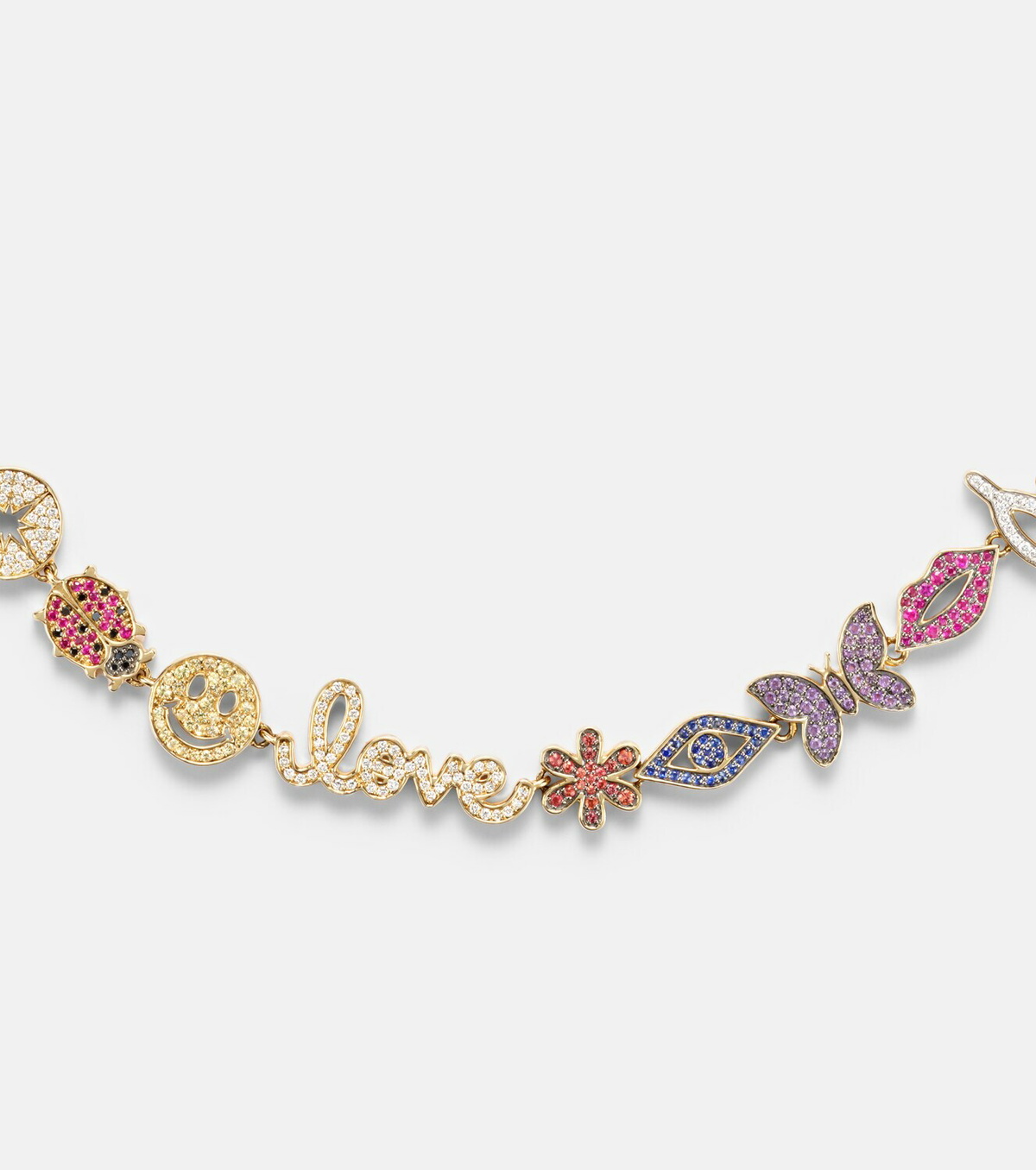 Sydney Evan 14kt gold charm necklace with diamonds