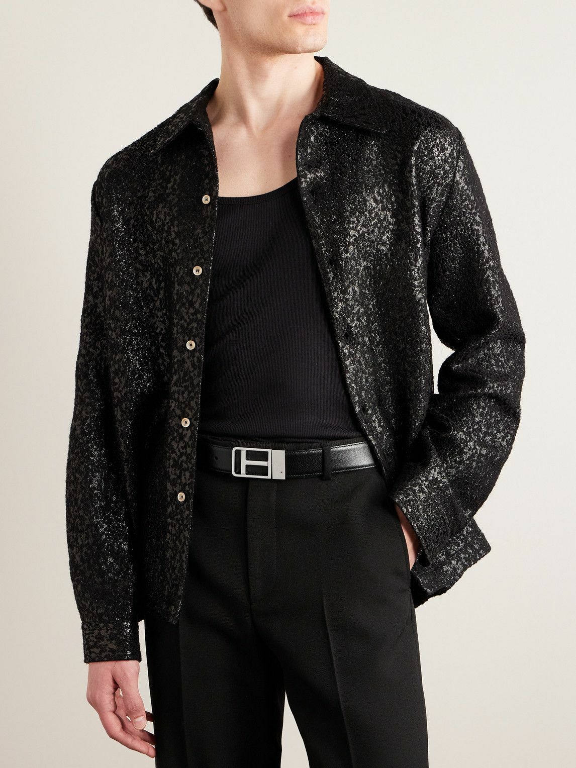 Tom Ford Black And White Leather Regular Belt