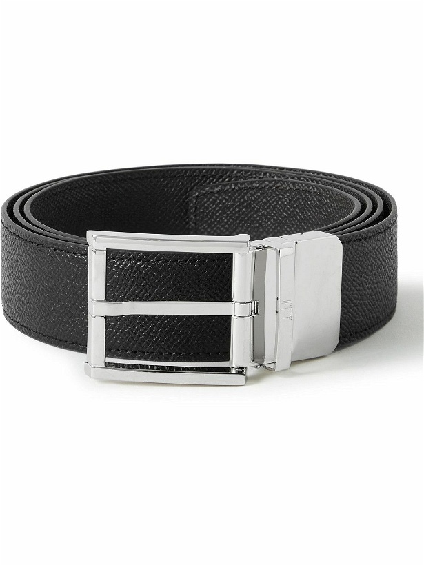 Photo: Dunhill - 3.5cm Reversible Pebble-Grain Leather Belt - Black