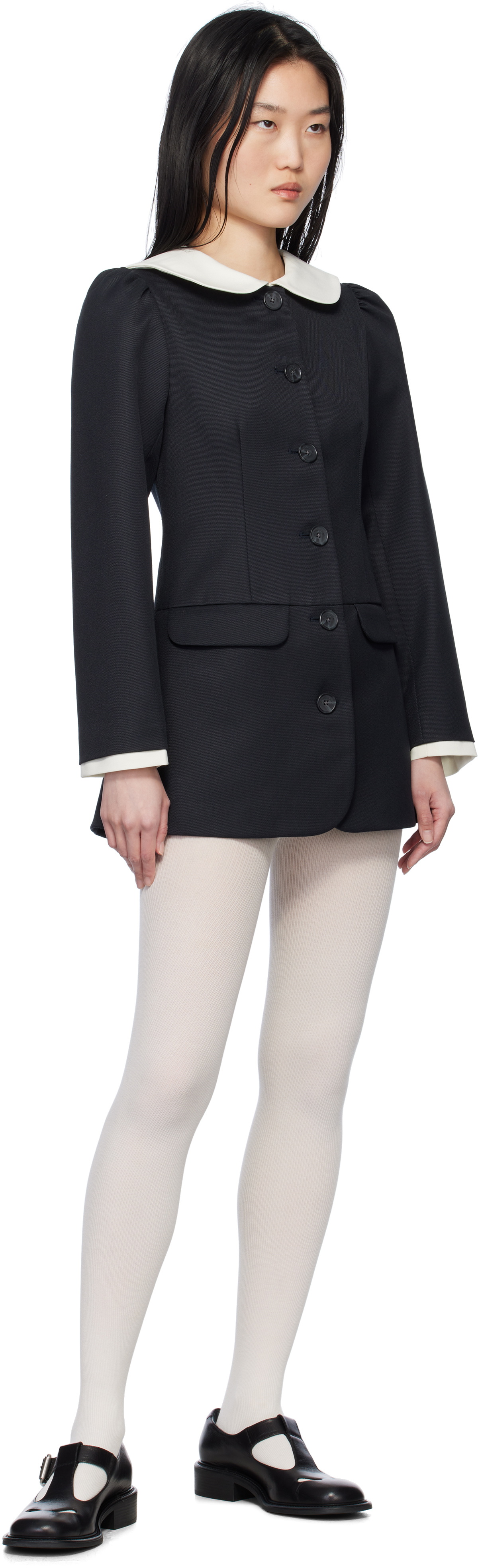 【関税込み】Sandy Liang ブラック Gwen テーラードジャケット Sandy Liang Black Gwen Blazer Sandy Liang