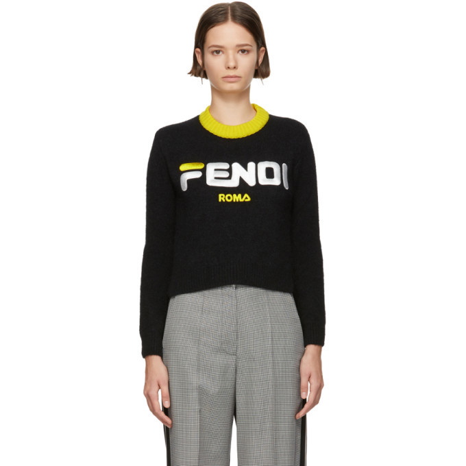 Photo: Fendi Black Fendi Mania Cropped Sweater