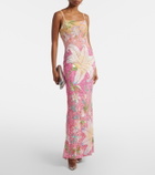 Là Fuori Floral sequined gown