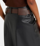 Loewe Asymmetric draped leather midi skirt