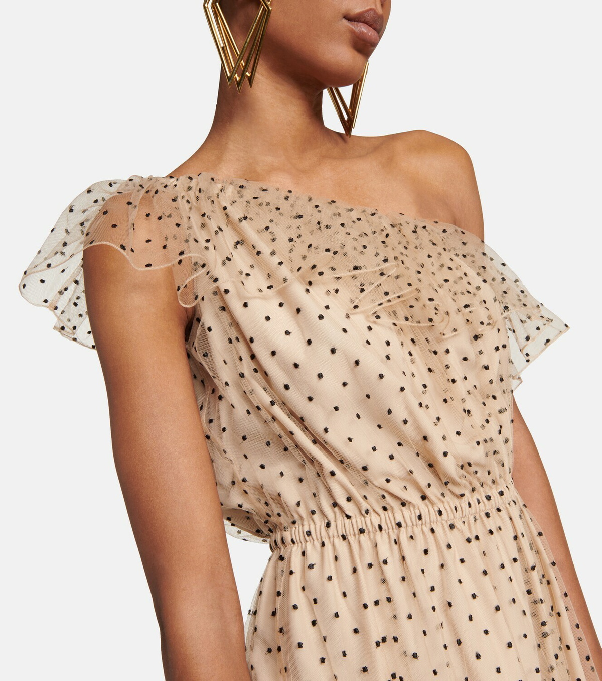 Gucci - One-shoulder dotted tulle minidress