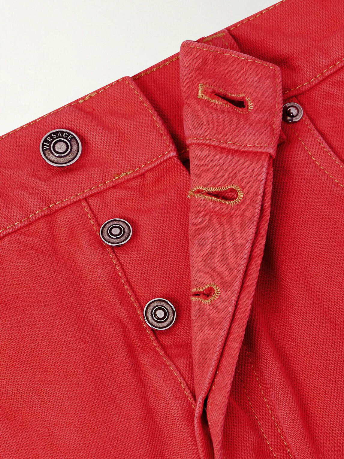 Versace - Straight-Leg Logo-Appliquéd Jeans - Red