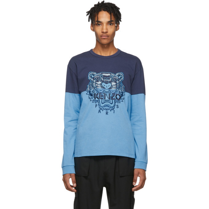 Photo: Kenzo Blue Colorblock Tiger Sweatshirt