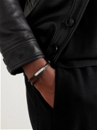 SAINT LAURENT - Cassandre Silver-Tone and Leather Bracelet - Black