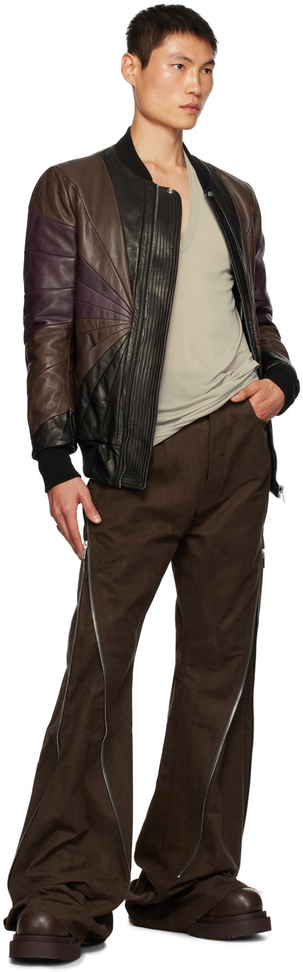 Rick Owens Brown Classic Flight Leather Jacket Rick Owens
