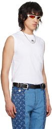 Marine Serre White Sleeveless T-Shirt