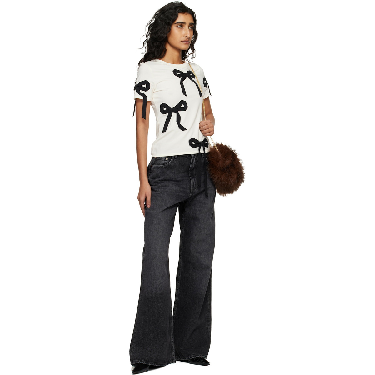 Marc Jacobs Off-White Bow Shrunken T-shirt