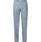 Canali - Dusty-Blue Kei Slim-Fit Tapered Mélange Linen and Silk-Blend Suit Trousers - Blue