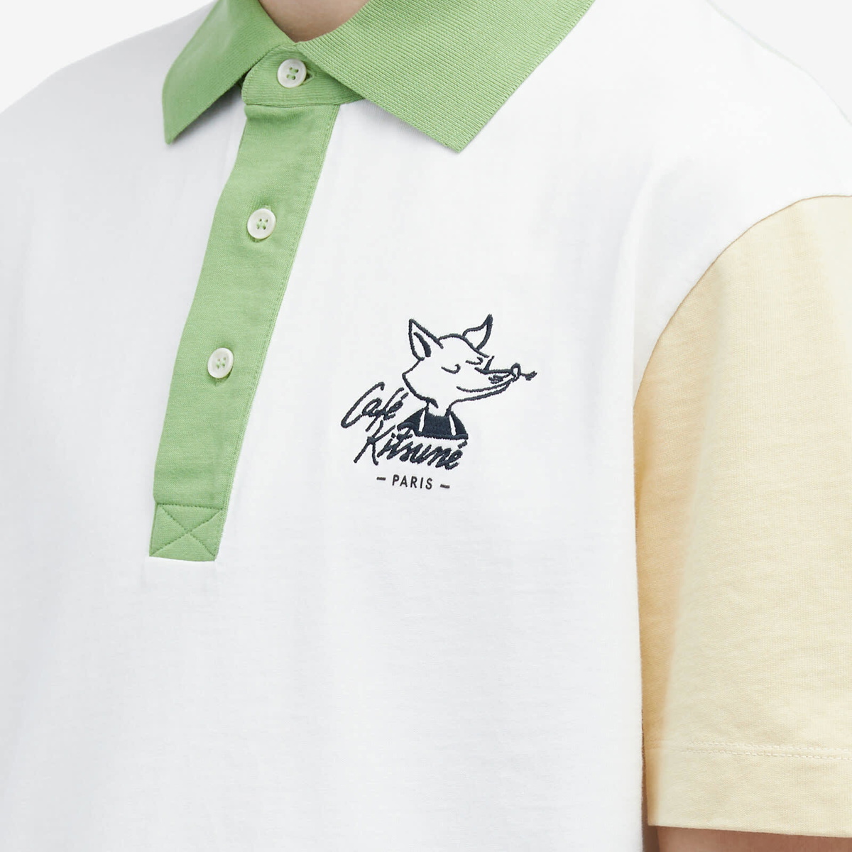 Cafe Kitsune Men's Café Kitsune Colorblock Relax Polo Shirt in Tapioca Colorblock