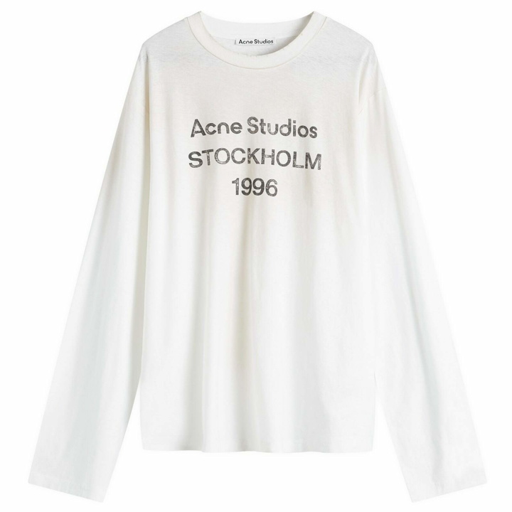 Photo: Acne Studios Men's Edden 1996 Logo Long Sleeve T-Shirt in Dusty White