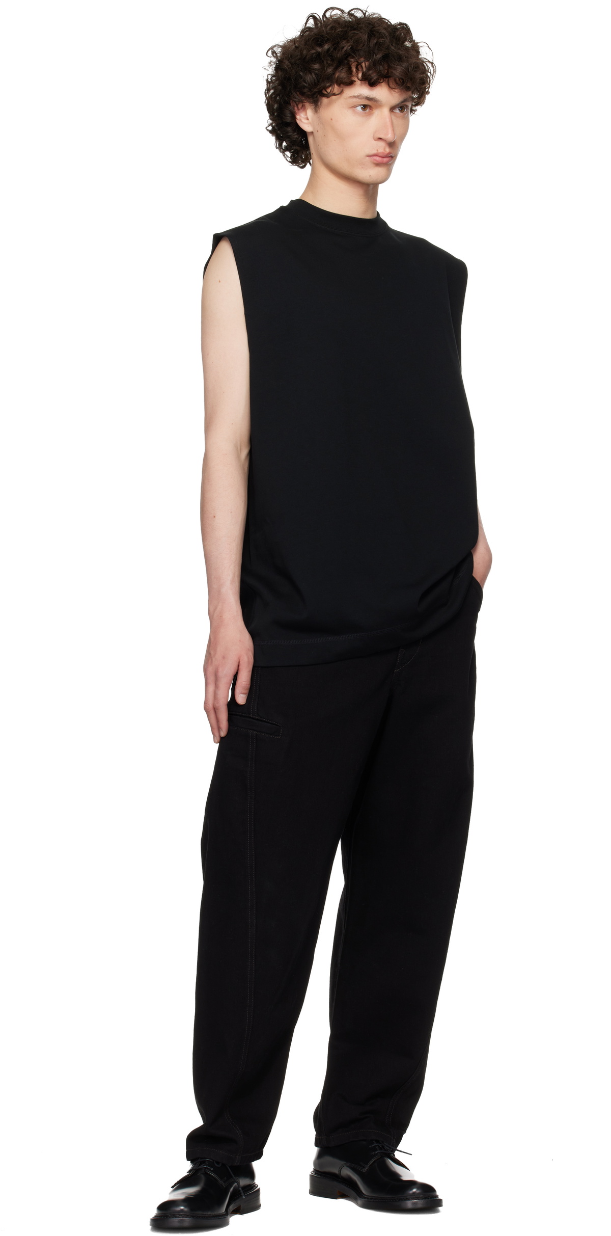 N.Hoolywood Black Loose-Fit Tank Top