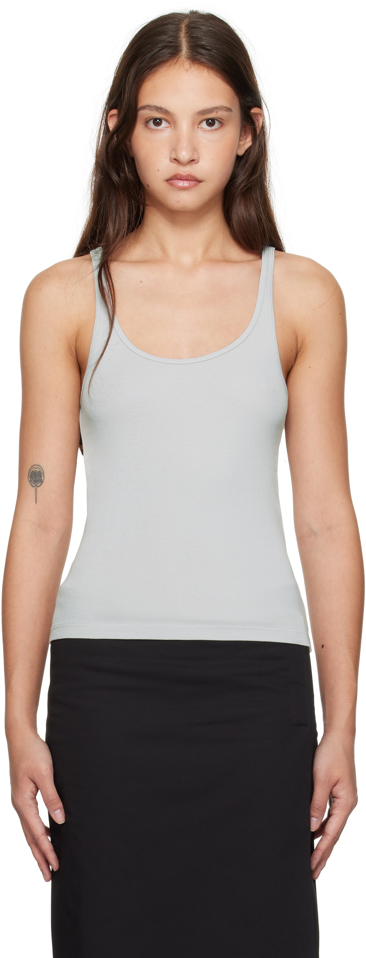 St. Agni Gray Organic Cotton Slim Scoop Tank Top