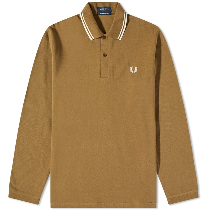 Photo: Fred Perry Men's Twin Tipped Polo Shirt in Shaded Stone/Ecru