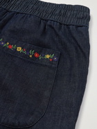 YMC - Jay Embroidered Organic Denim Drawstring Shorts - Blue