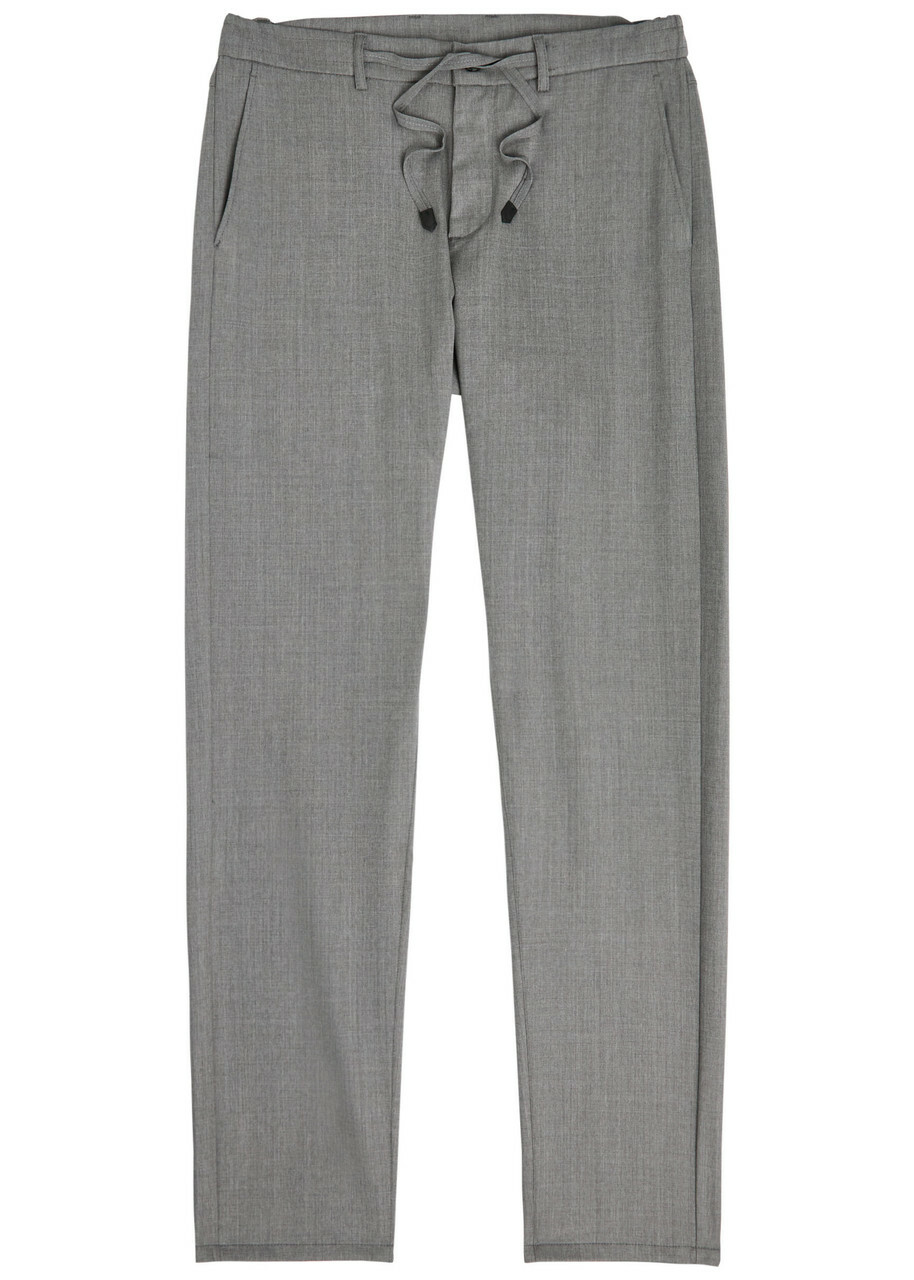 Canali Tapered-leg Stretch-wool Trousers Light Grey