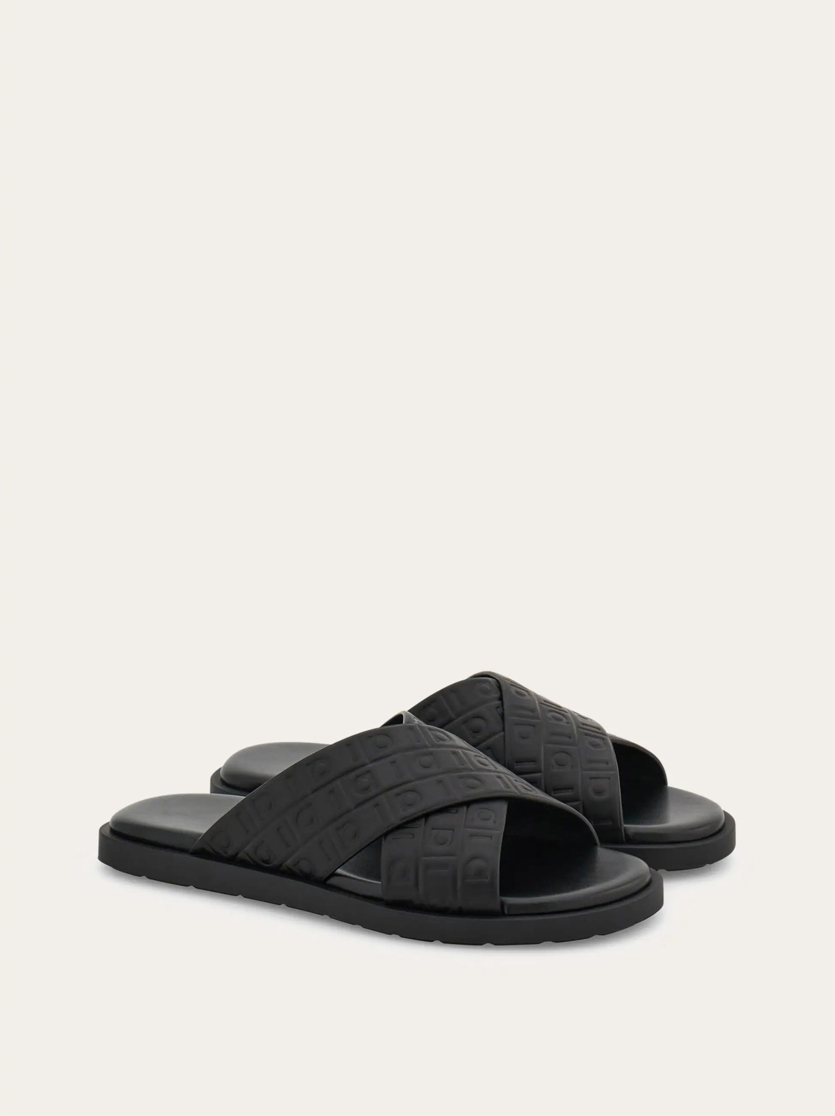 Ferragamo Mens Ferragamo Monogram sandal in Black