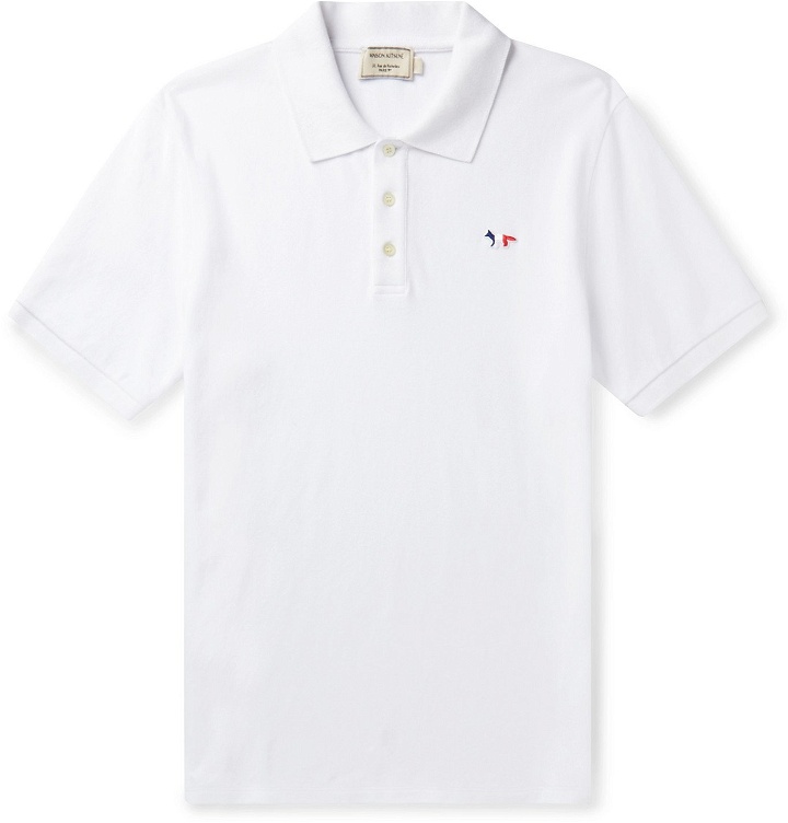 Photo: Maison Kitsuné - Logo-Appliquéd Cotton-Piqué Polo Shirt - White