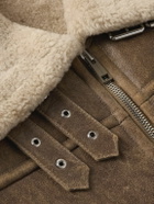 Yves Salomon - Shearling-Lined Leather Aviator Jacket - Brown