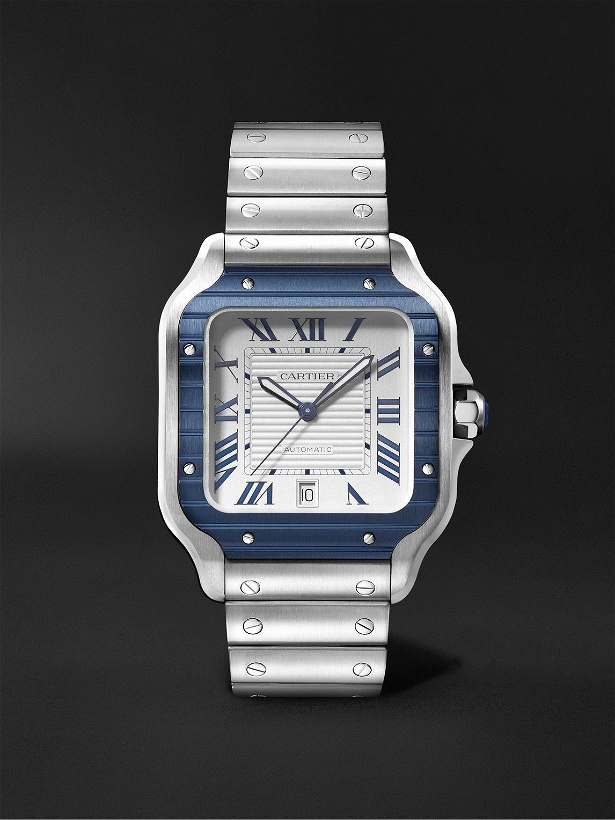 Photo: Cartier - Santos de Cartier Automatic 39.8mm Stainless Steel and PVD-Coated Watch, Ref. No. CRWSSA0047