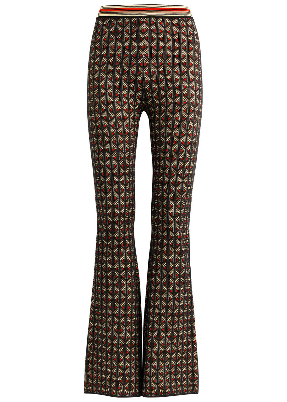 Diane Von Furstenberg Ashdon Intarsia Flared Knitted Trousers Multicoloured