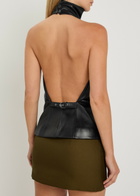 Khaite Rone Draped Leather top Black