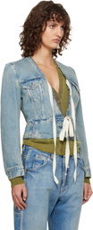 Maison Margiela Blue V-Neck Denim Jacket
