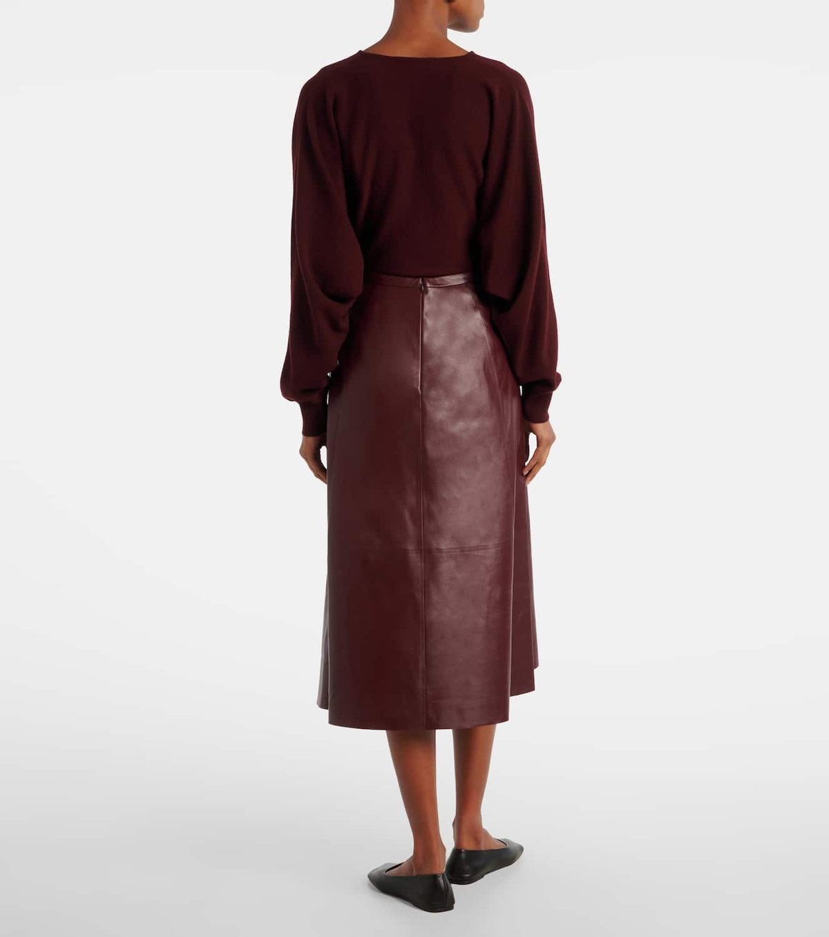 Fforme Leather midi skirt