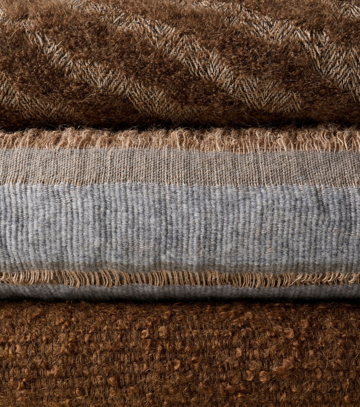 The House of Lyria Xoroi striped jute and wool-blend throw