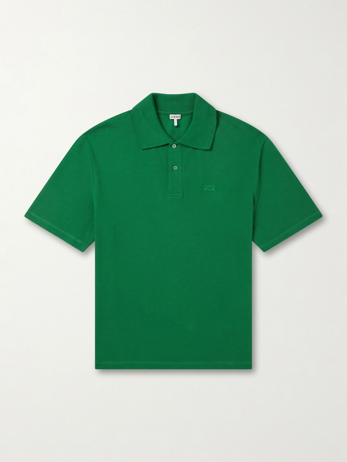 LOEWE - Anagram-Embroidered Cotton-Piqué Polo Shirt - Green