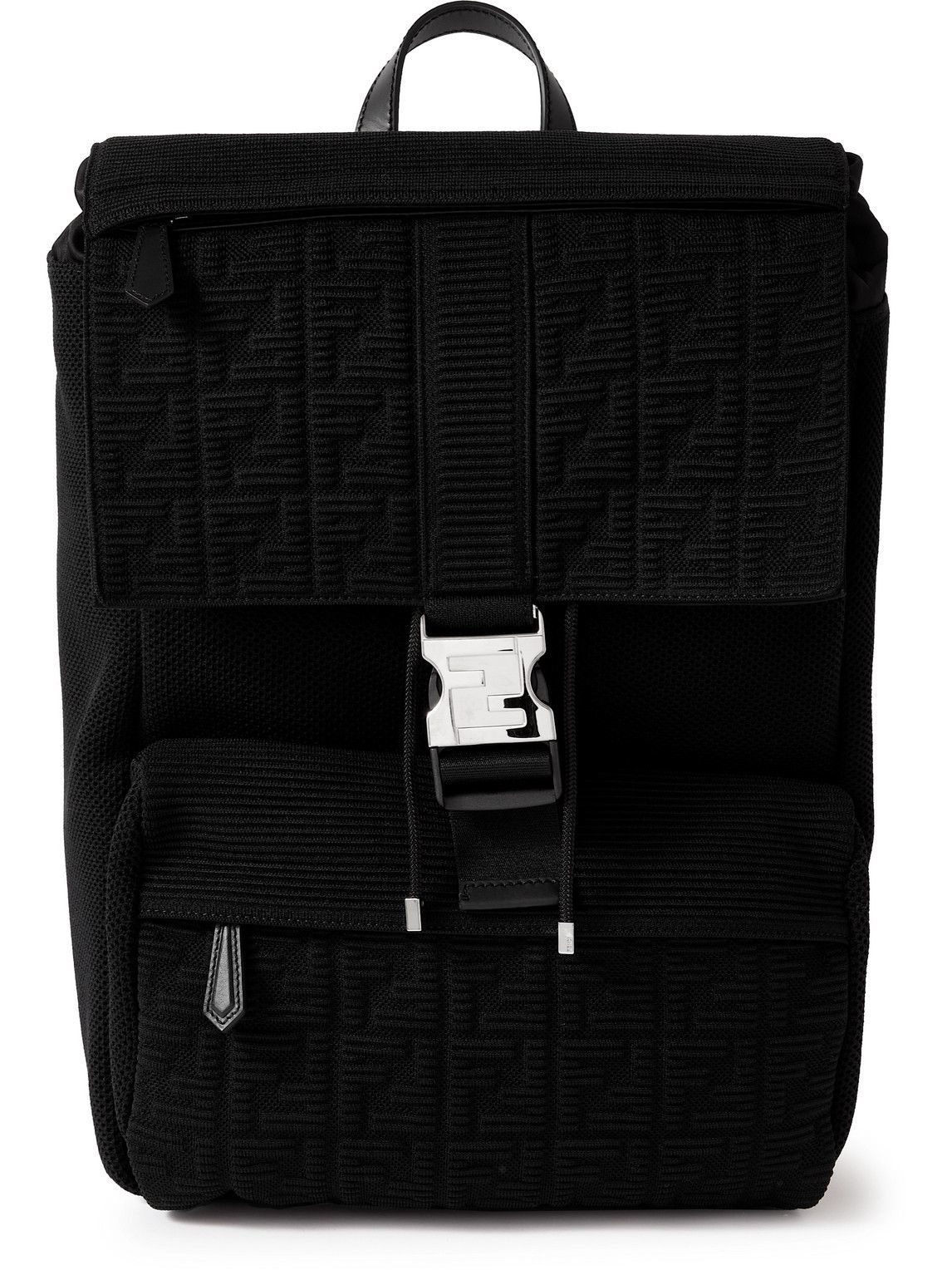 Photo: Fendi - Leather-Trimmed Logo-Jacquard Canvas and Mesh Backpack