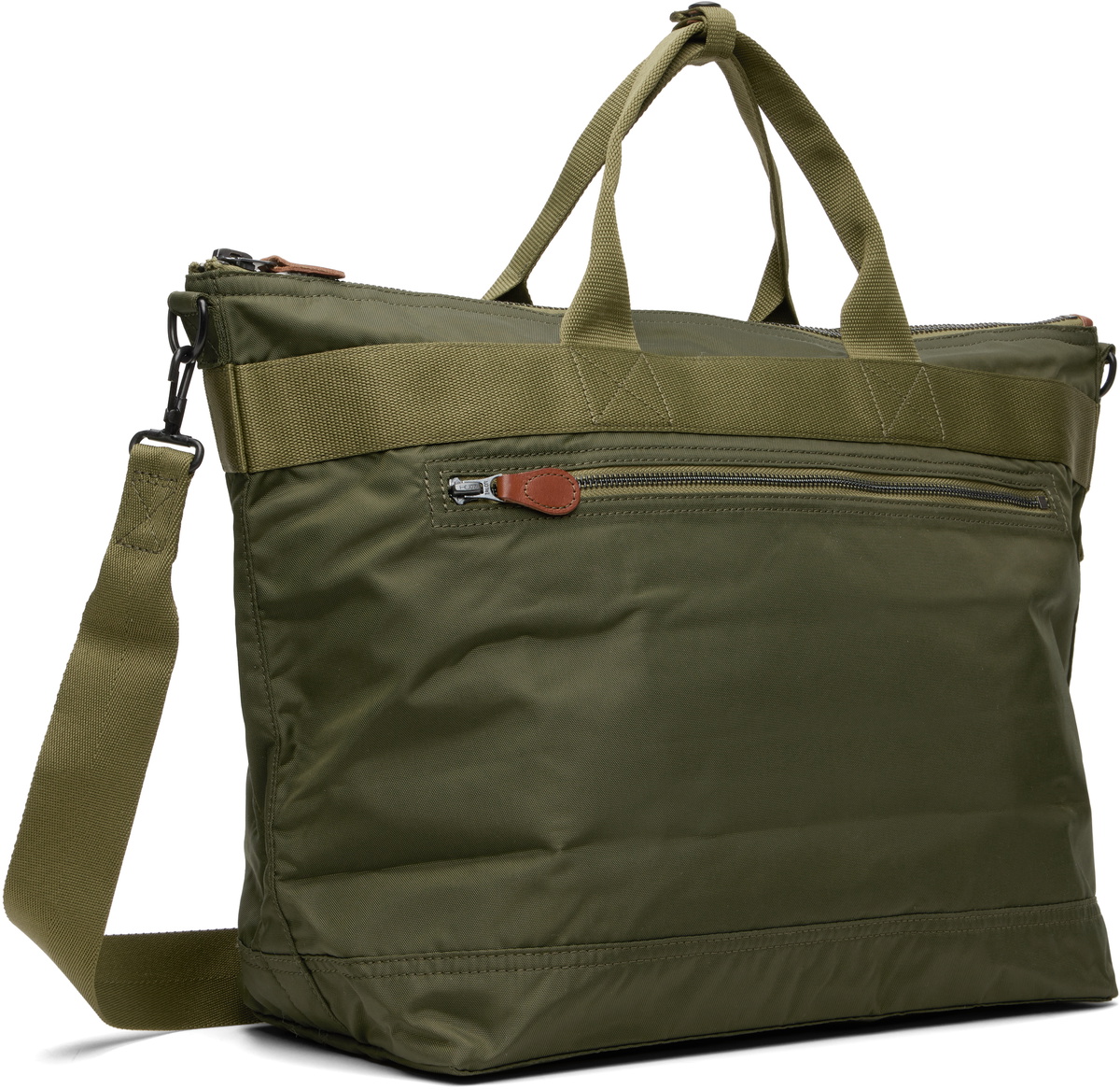 RRL Khaki Nylon Utility Messenger Tote