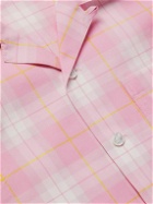 Mastermind World - Logo-Embroidered Camp-Collar Checked Cotton-Poplin Shirt - Pink