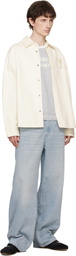 AMI Paris White Cotton Knitted 'Ami de Coeur' Overshirt