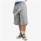 Y/Project Women's Snap Off Track Shorts in Light Grey Check