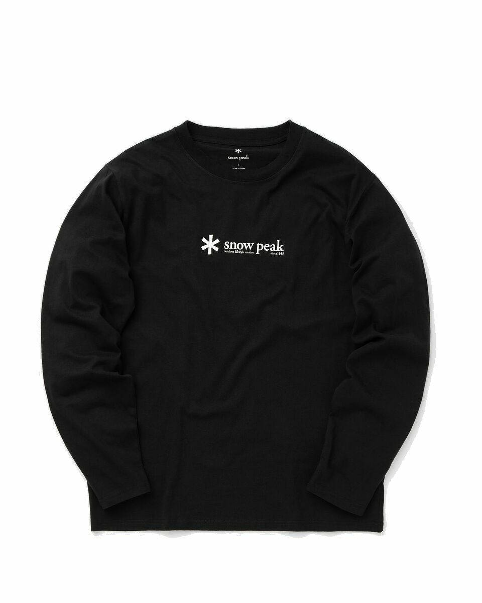 Photo: Snow Peak Soft Cotton Logo Long Sleeve T Shirt Black - Mens - Longsleeves